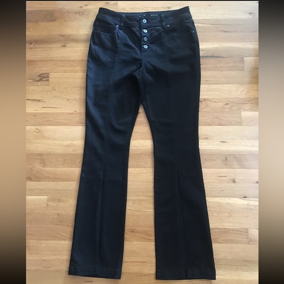 Like new INC black stretch flare split hem pants - Picture 6 of 13